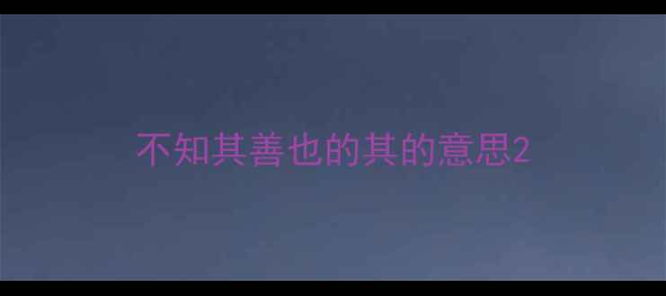 不知其善也的其的意思