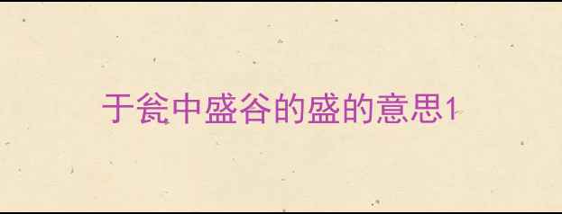 于瓮中盛谷的盛的意思