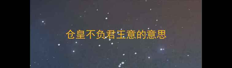 仓皇不负君王意的意思