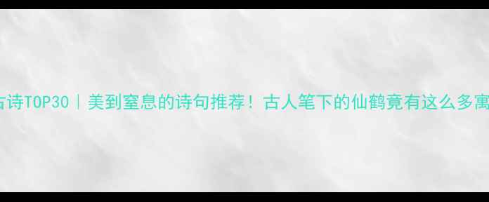 仙鹤古诗TOP30美到窒息的诗句推荐古人笔下的仙鹤竟有这么多寓意