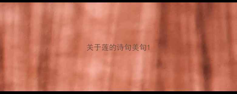 关于莲的诗句美句