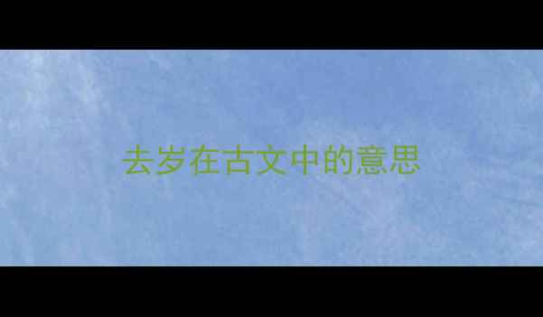 去岁在古文中的意思