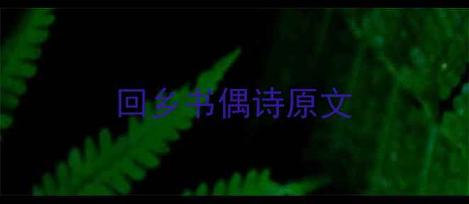 回乡书偶诗原文