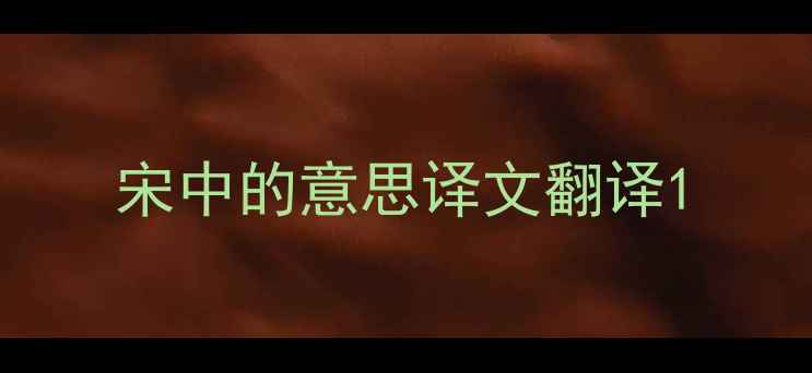 宋中的意思译文翻译