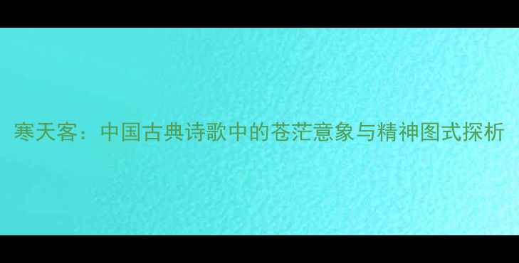 寒天客中国古典诗歌中的苍茫意象与精神图式探析