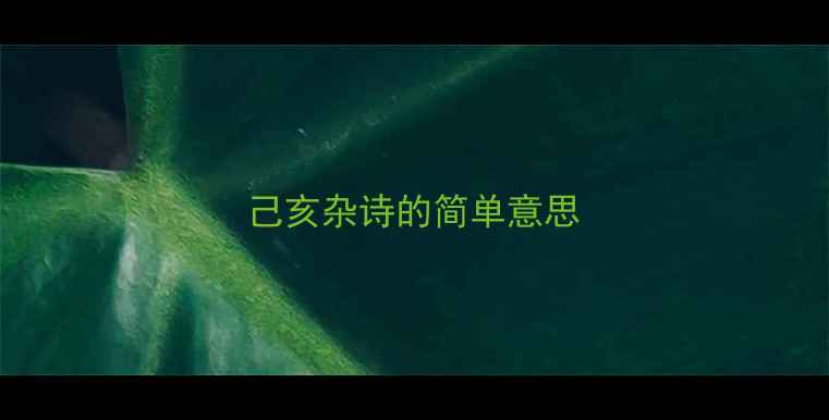 己亥杂诗的简单意思