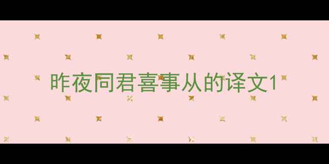 昨夜同君喜事从的译文