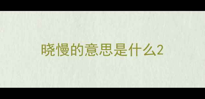 晓慢的意思是什么