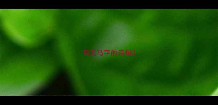 图片 有关马字的诗句2