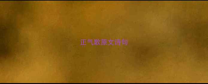 正气歌原文诗句