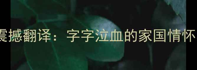 秋瑾满江红震撼翻译字字泣血的家国情怀与革命精神