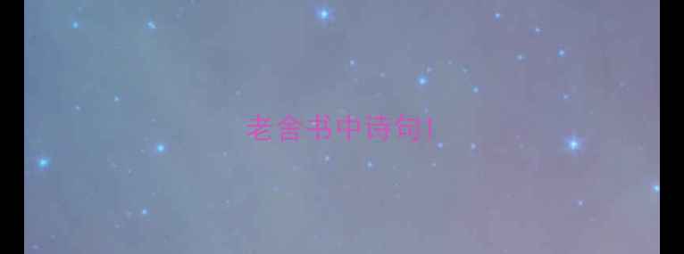 老舍书中诗句