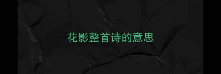 花影整首诗的意思