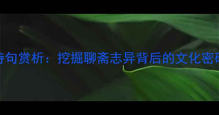 蒲松龄经典诗句赏析挖掘聊斋志异背后的文化密码与人生智慧