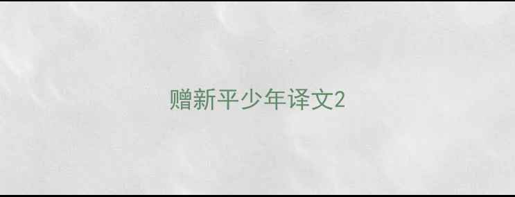 赠新平少年译文