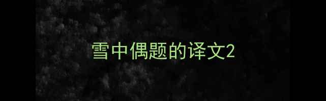 雪中偶题的译文