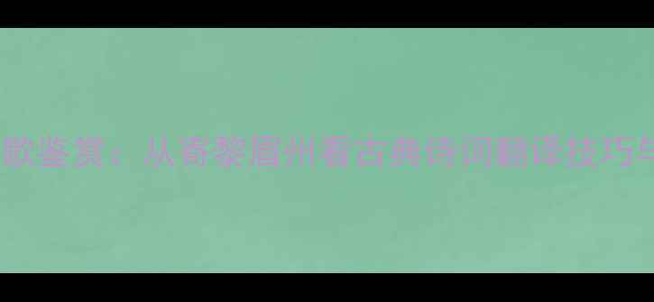 高考语文诗歌鉴赏从寄黎眉州看古典诗词翻译技巧与文学价值